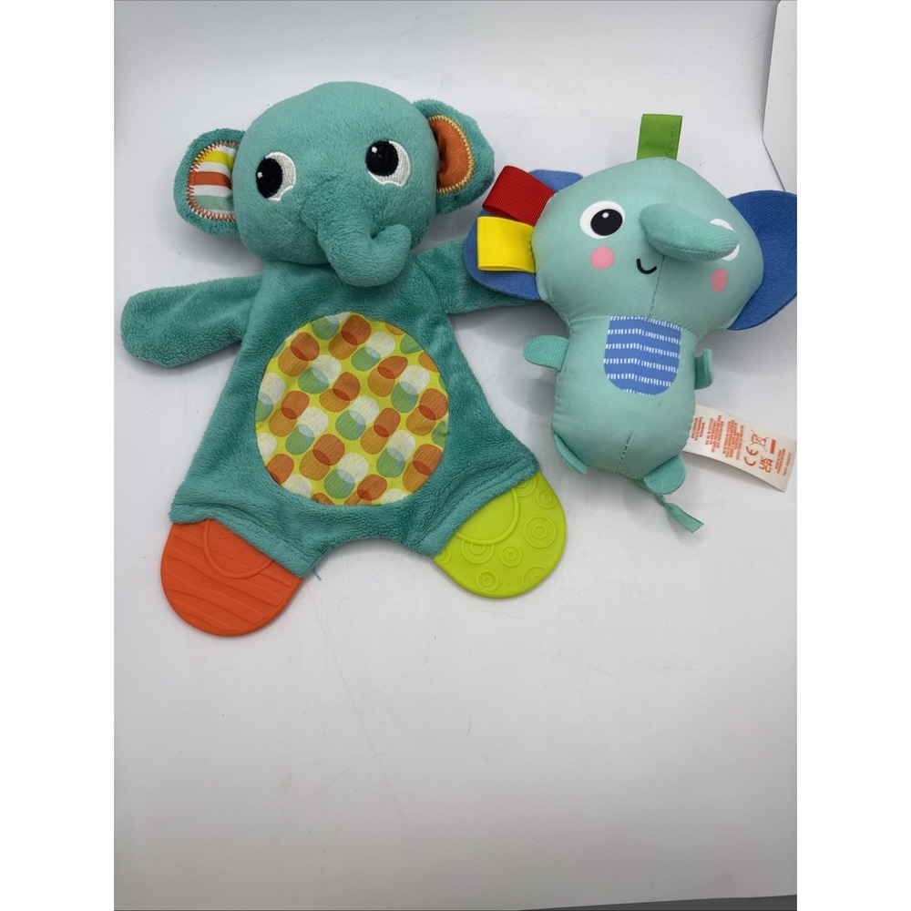 2-Bright Starts Elephant Teether Plush Animal Polka Dot Crinkle‎ Hanging